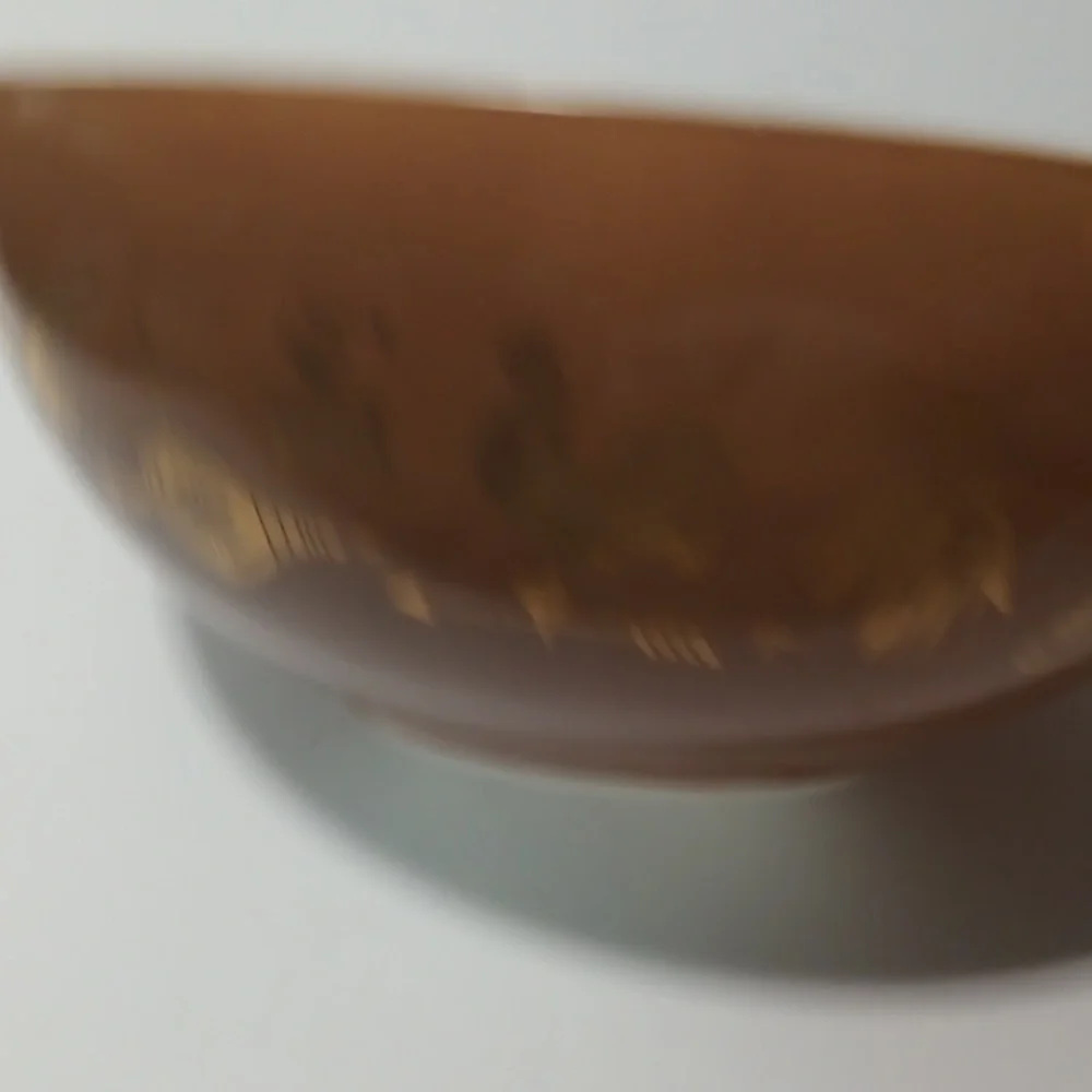 PYREX Vintage Mixing Serving Bowl Chocolate Golden Symbols Graphics Hand Washed